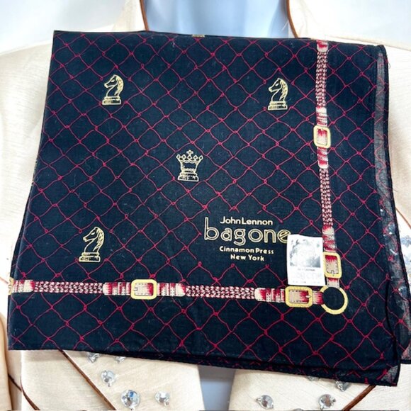 New Classic John Lennon BagOne NY  Men Handkerchief Cotton 18" Check BlackRed(86 - Picture 1 of 4